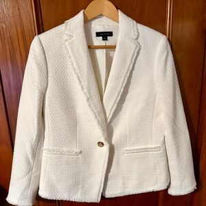 NWT Ann Taylor White Textured Lined Blazer/Jacket Single Button Women’s Size 10